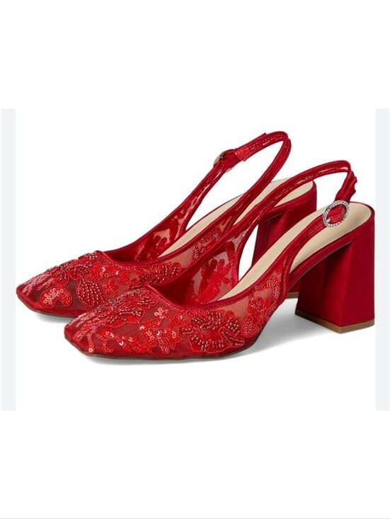 Betsey Johnson Shoes - Betsey Johnson Ninah Mesh Embellished Slingback Pumps